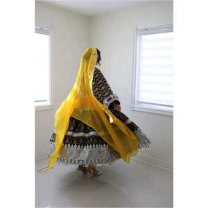 ชุดเดรสแบบดั้งเดิมของชาวอัฟกันชนเผ่ากุจิ ผ้ากำมะหยี่สีน้ำตาลแดงเหลือง ปักลายด้วยงานกระจกและเหรียญอย่างประณีต โดย AM IMPEX - Product Image 5