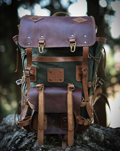 Genuine <b>Leather</b> Canvas <b>Backpack</b> Wholesale Vintage Travel Laptop <b>Backpack</b> for <b>Men</b> Women Custom Logo OEM LCB-0001 Water Resistant - Product Image 6