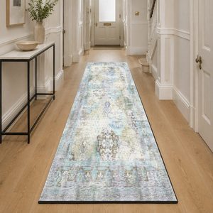 Tapis de salon en chenille gris argenté traditionnel à motif médaillon, imprimé numériquement, lavable en machine, antidérapant - RUGS DEPOT LXDP-0045 (vente en gros) - Product Image 5