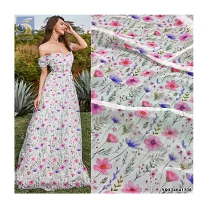 Wonderful Colored Floral Tulle Fabric 100% Polyester Soft Knit Tulle Custom Printed Mesh Fabric Trade
