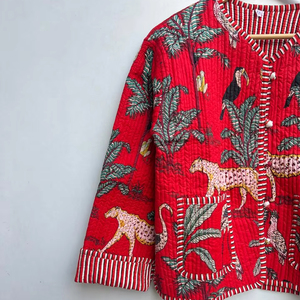 เสื้อแจ็กเก็ตผ้าฝ้ายบุนวมพิมพ์ลายดอกไม้สำหรับผู้หญิงเสื้อโค้ทลายดอกไม้แบบกลับด้านได้เสื้อแจ๊กเก็ตลำลองกระดุมพิมพ์ลายสำหรับทุกคน - Product Image 6