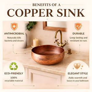 Luxury Modern Single <b>Bowl</b> Copper <b>Bathroom</b> <b>Sink</b> Antique Finish Handmade One Hole Home Hotels Office - Product Image 5