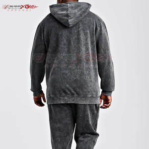ชุดวอร์มผ้าว๊อชสำหรับผู้ชายชุดวอร์มผ้าว่มีฮู้ดแบบสวมหัวและกางเกงเอวสูงเข้าคู่กันสไตล์วินเทจ - Product Image 2