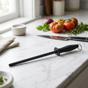 Affûteur de couteaux en céramique Czhw, tige de 12 mm, 10 pouces, grain extra fin 1500+, avec anneau de suspension en acier inoxydable - Product Image 1