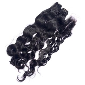 Paquetes de color de punta ondulada negra natural de cabello crudo de alta calidad y cierre para hacer pelucas de cabello vietnamita real - Product Image 1