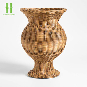 El más vendido, urna con patas de mimbre, jarrón de ratán tejido a mano para flores secas, minimalismo, jarrón de mesa de ratán, OEM de Vietnam - Product Image 5