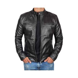 Vestes en cuir personnalisées pour hommes en cuir d'agneau véritable, respirante, coupe-vent, style moto, veste en cuir pour hommes - Product Image 1