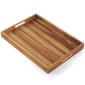 Venta al por mayor de madera clásica bandeja rectangular para servir desayuno de Hotel y café bandeja de madera para servir - Product Image 1