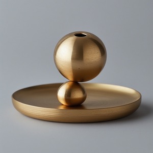 Perilla decorativa de latón para palo de incienso con diseño grabado y acabado clásico de arte indio hecho a mano - Product Image 1