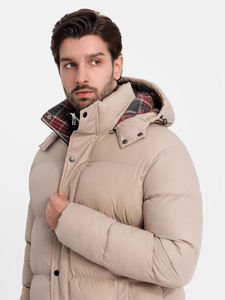 Chaqueta acolchada personalizada OEM de alta calidad para hombre con forro a cuadros, prendas de vestir de invierno, chaqueta de invierno con capucha para hombre - Product Image 4