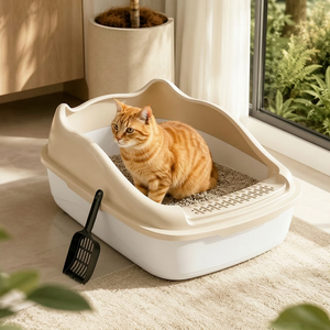 Poland Stock Open Top <b>Cat</b> <b>Litter</b> Box with Anti-Tracking Step High Sided Pet Toilet Tray EU Dropshipping - Product Image 1