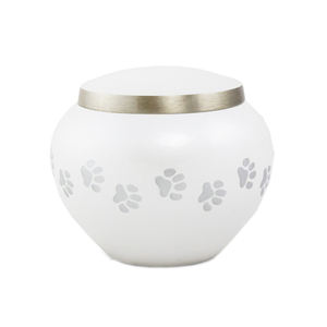 Urna de Metal para mascotas con estilo clásico de lujo, memorial de cremación con estampado de pata de aluminio para decoración del hogar, suministros funerarios - Product Image 3