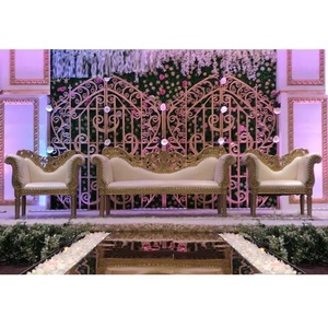 Ensemble de décoration de toile de fond en Fiber dorée de mariage indien grands cadres en Fiber de panneau pour toile de fond de scène de mariage panles en métal australie - Product Image 1