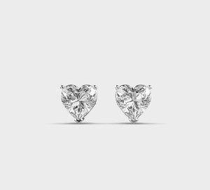 IGI Certified Heart Cut Lab Grown Diamond Stud <b>Earrings</b> Solid 925 Sterling Silver Solitaire Heart Diamond <b>Earrings</b> - Product Image 1