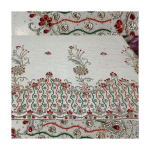 Nouveau design de broderie de luxe tissu de dentelle perlée organza et tulle pour garnitures de mariage - Product Image 1