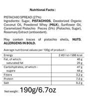 Pistaches Toquees, pâte à tartiner de pistache de haute qualité, texture lisse, morceaux de pistache, crème artisanale française, 190g/6.7oz