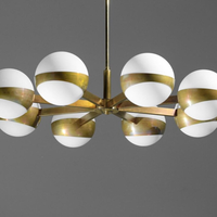 Lustre italien moderne ROSA à huit bras pour un style élégant, globes métalliques en fer brut, LED à intensité variable, pour la maison, le bureau, la chambre à coucher, le salon