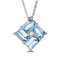 Collier chaîne à maillons en argent plaqué 925 avec pendentif Moissanite bleu ciel de qualité supérieure, taille brillant rond, style Hip Hop Iced, cadeau pour femme