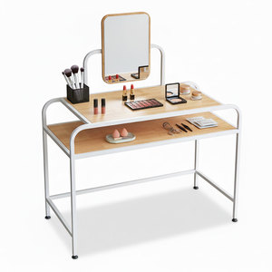 Modern Wood <b>Makeup</b> Vanity <b>Table</b> <b>with</b> <b>Lighted</b> Mirror and Iron Frame Floor Mount Multi-Room Use BTD68060 - Product Image 1
