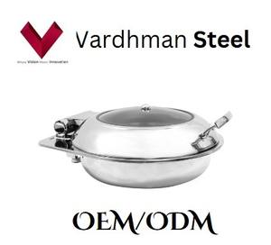 Marco de plato de frotamiento de acero inoxidable de calidad superior al por mayor media tapa de vidrio 7 litros equipo de servicio de restaurante calentador de alimentos - Product Image 5