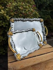 Bandeja de servicio de metal de acero rústico con estilo de granja simple y tamaño versátil, ideal para entretenimiento informal o exhibición - Product Image 5