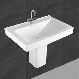 Modern Stone Sink with Dual Pressure Indoor Designer Lavabo Sink Antique Pattern Half Pedestal Wash Basin Ceramic Sanitary Wares - Product Image 3
