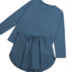 Ensemble de survêtement décontracté pour femmes, hiver 2025, manches longues, uni, 100% coton, ensemble 2 pièces, service OEM - Product Image 4