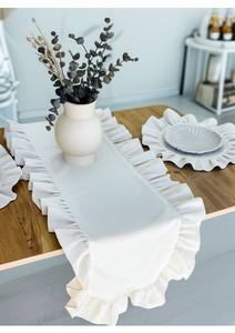 Camino de mesa con volantes blanco elegante y elegante, 40x150cm(15 "x 59"), acento decorativo para cocina, comedor, mesas auxiliares de café para boda - Product Image 4