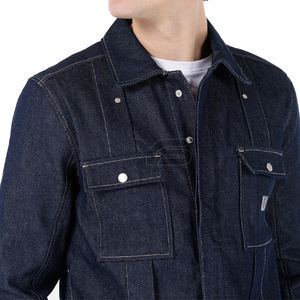 แจ็กเก็ตผ้ายีนส์ผ้ายีนส์ผ้ายีนส์ขาดสีดำสำหรับผู้ชายฤดูใบไม้ร่วง - Product Image 4
