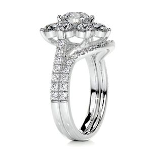 Ensemble de mariée de style floral diamant rond pour les femmes - Product Image 4