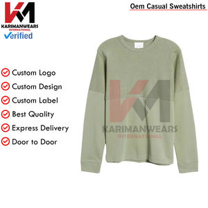 Premium Organic Cotton <b>Crewneck</b> <b>Sweater</b> for Men Soft Ribbed Knitted Pullover Classic Solid Color Casual Sweatshirt Long Sleeve - Product Image 5