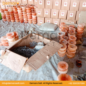 Lámpara de sal natural del Himalaya Lámpara de sal para purificar el aire Base de sal de cristal Rosa Forma de cuenco con bolas de yoga Cuenco de fuego hecho a mano - Product Image 3