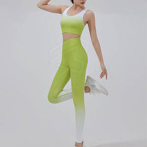 Ensembles de yoga solides grande taille pour femmes respirant évacuation de l'humidité séchage rapide taille élastique vêtements de sport de sport vêtements de fitness - Product Image 2