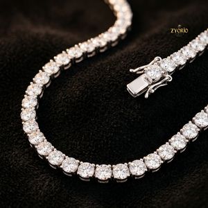 Collar de Plata 925 con Corte Redondo, Estilo Tenis, con Diamantes Clásicos para Mujer - Product Image 4