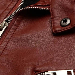 La chaqueta de cuero con cuello levantado a la moda para hombre más vendida, cuero genuino de alta durabilidad, diseño OEM personalizado, forro polar transpirable - Product Image 5