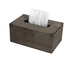 Serviette de table moderne en bois de noyer de luxe et couverture de boîte de mouchoirs en papier noir pour bureau à domicile et restaurant Carton emballé - Product Image 1