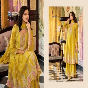 Chinon de couleur incroyable avec broderie Salwar Suit Fabricant et fournisseur de Surat - Product Image 1