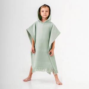 <b>Kids</b> Hooded Towel Poncho Wholesale - Aria Solid 100% Turkish Cotton, Beach Swim Surf OEM Supplier - Product Image 5