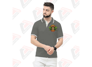 Signature T-shirt à rayures pour homme pour polo respirant et élégant avec des appliques de tissus en velours côtelé denim batik écologiques pour l'été - Product Image 3