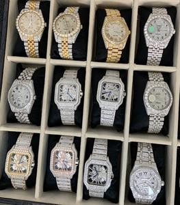 Luxury Leather Moissanite Diamond Studded Quartz <b>Watch</b> Stainless Steel Band Waterproof Bulk Wholesale Ready to Ship - Product Image 5