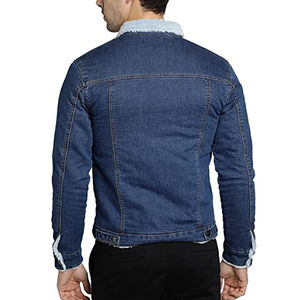 Veste en jean pour homme avec patchs en chenille personnalisés, col montant en cuir de vache, à capuche, séchage rapide, respirante, saison automne, service ODM - Product Image 4