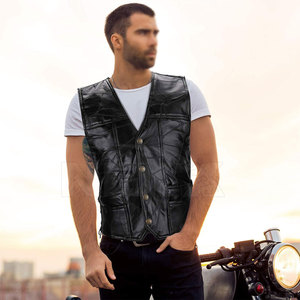 Wholesale Apparel Clothing Leather <b>Vest</b> Custom Made Men Leather <b>Vest</b> Low MOQ Men Leather <b>Vest</b> - Product Image 5