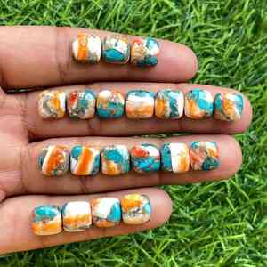 Lote de piedras preciosas sueltas de cabujón turquesa de cobre con forma de cojín de la mejor calidad con corte perfecto para diseños de joyería hechos a mano - Product Image 3