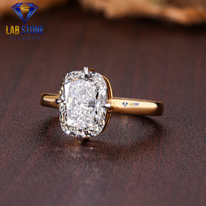 Lab-Stone 4,08 TDW Cojín Corte Diamante Anillo de oro amarillo Impresionante Color DE LA EF-VS - Product Image 2