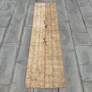 1.7x6.4 ft Vintage Rug, Turkish <b>Runner</b> Rug, Brown <b>Red</b> Animal Print Rug - Product Image 1