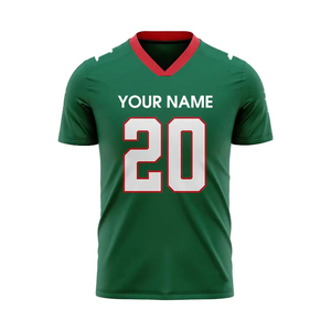 Maillots de football américain personnalisés vert orange noir bleu, impression par transfert thermique, respirants, uniformes de football universitaires courts - Product Image 3