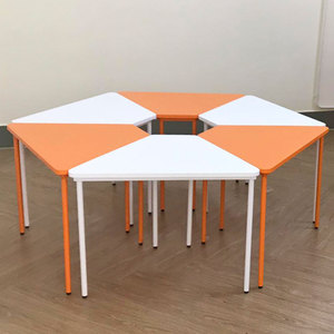 Mesa Trapezoidal Moderna de 6 Piezas con Tablero de Madera y Patas de Hierro (KGD036) - Product Image 6