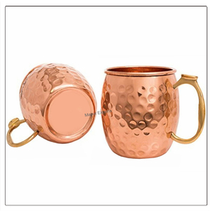 Tasse à bière en cuivre martelé d'une capacité de 16 oz avec poignée en laiton et pièce de monnaie Tasse en céramique inspirée de l'Ayurveda Tasses en métal en cuivre pur - Product Image 2