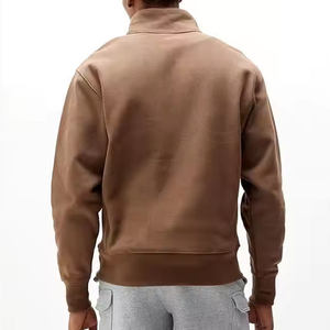 Men's 100% Cotton Warm Fleece <b>Quarter</b>-<b>Zip</b> Pullover-Breathable & Insulated Plain Dyed for Winter Outdoor Sports - Product Image 2