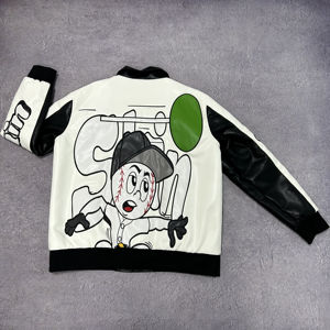 Vestes Letterman Varsity personnalisées pour hommes grande taille avec logo brodé col montant style High Street pour l'hiver - Product Image 2